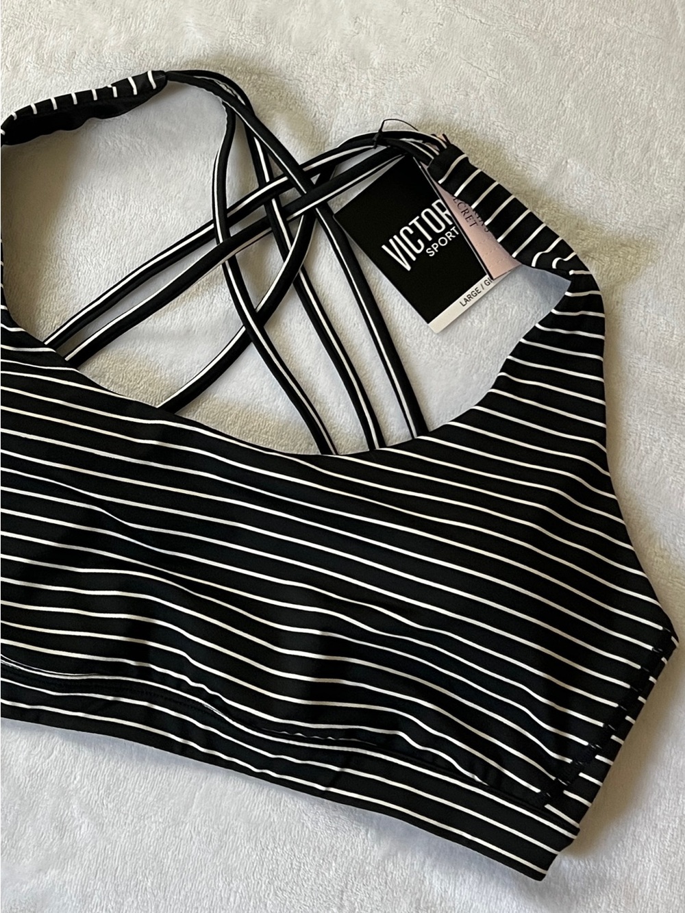 Victoria's Secret Black and White Striped Sports Bra